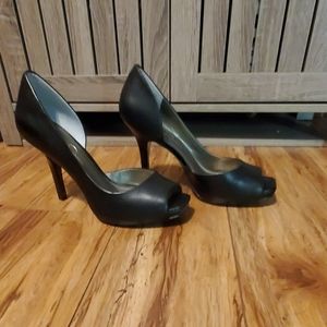 Black leather heels